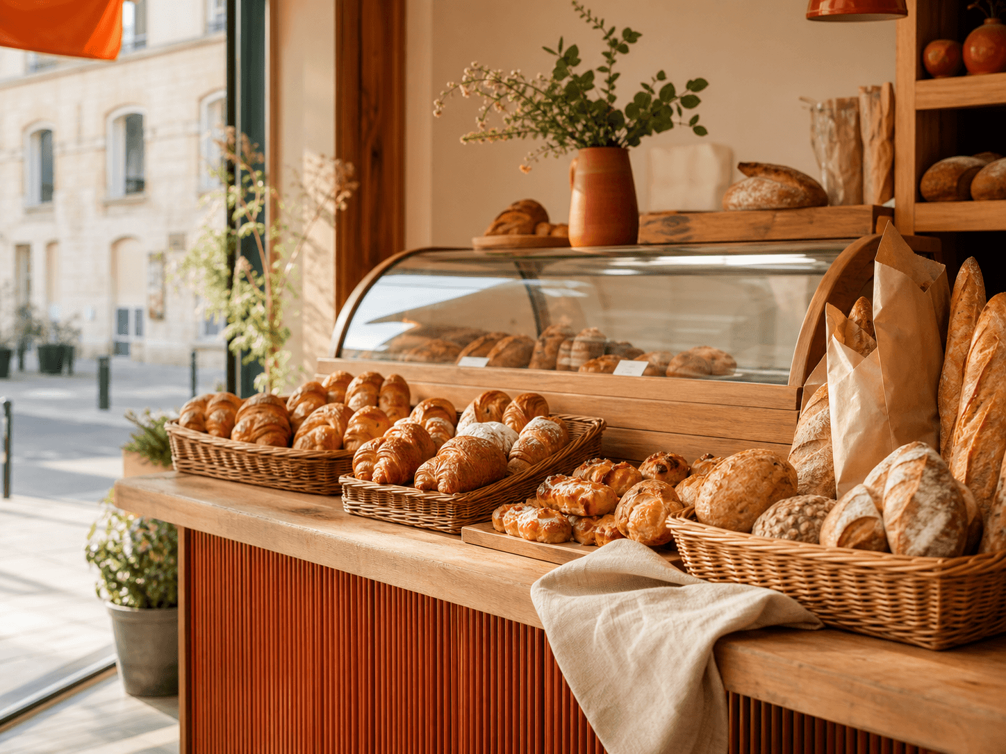 Boulangerie locale avec vitrine en ligne.