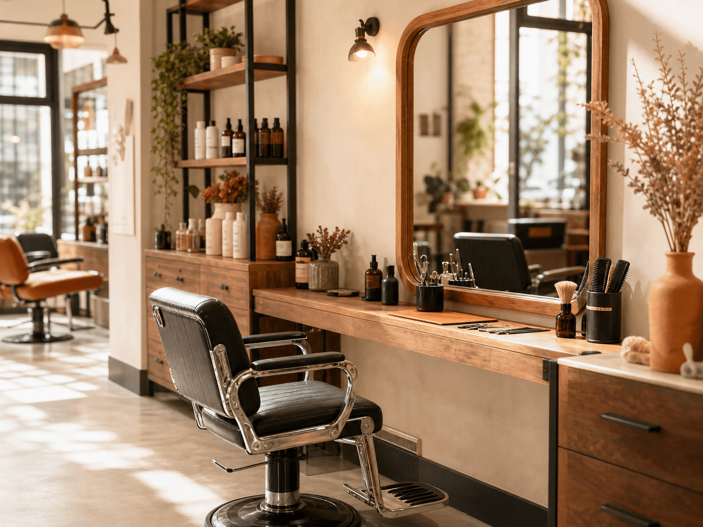 Salon de coiffure avec réservations en ligne.